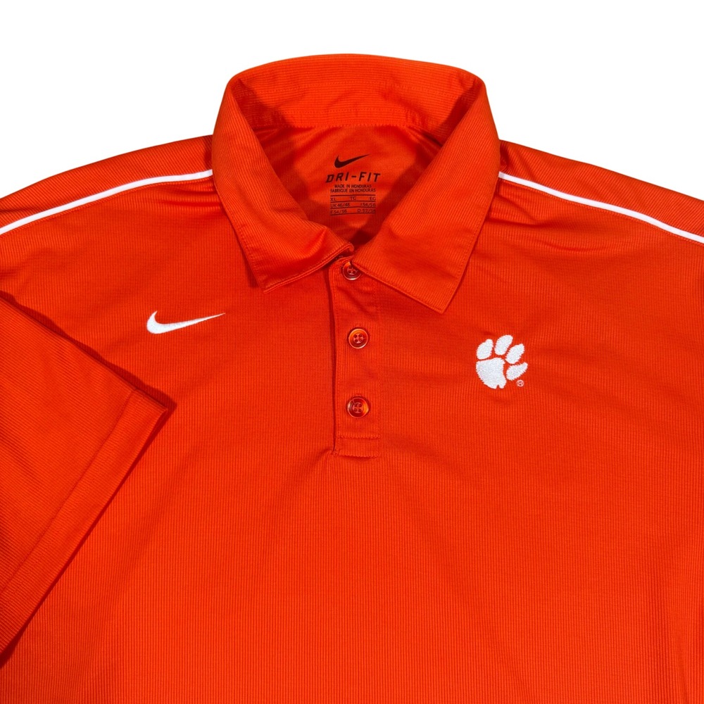 Clemson Tigers Nike Mens XL Dri-FIT Polo Shirt Orange Short Sleeve NCAA Football